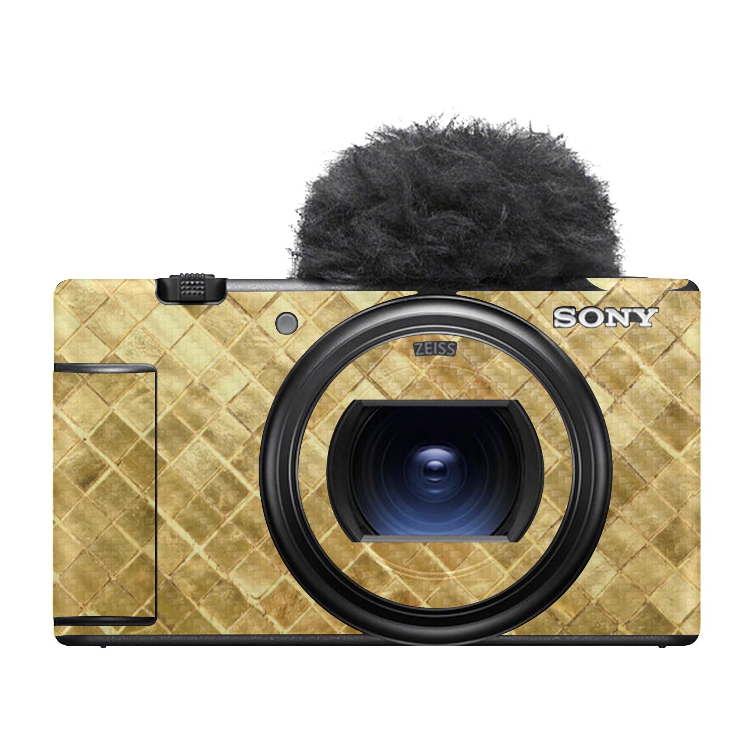 Carbon Fiber Camera Skin Compatible with Sony ZV-1 Mark II (2023) - Gold Tiles - Premium 3M Vinyl Protective Wrap Decal Cover - Easy to Apply | Crafted in the USA by MightySkins