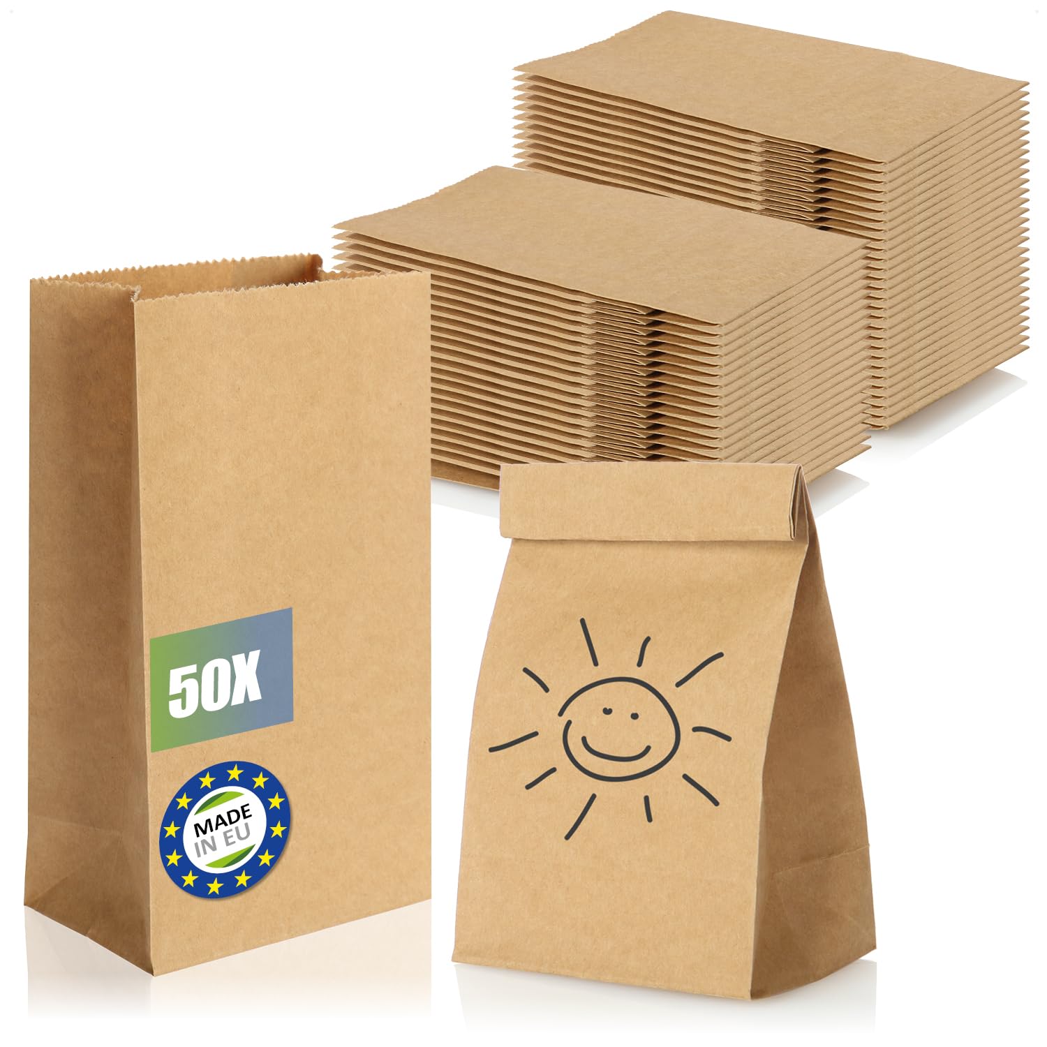 Robin Goods® 50x brown paper bags, gift bags made of unbleached kraft paper