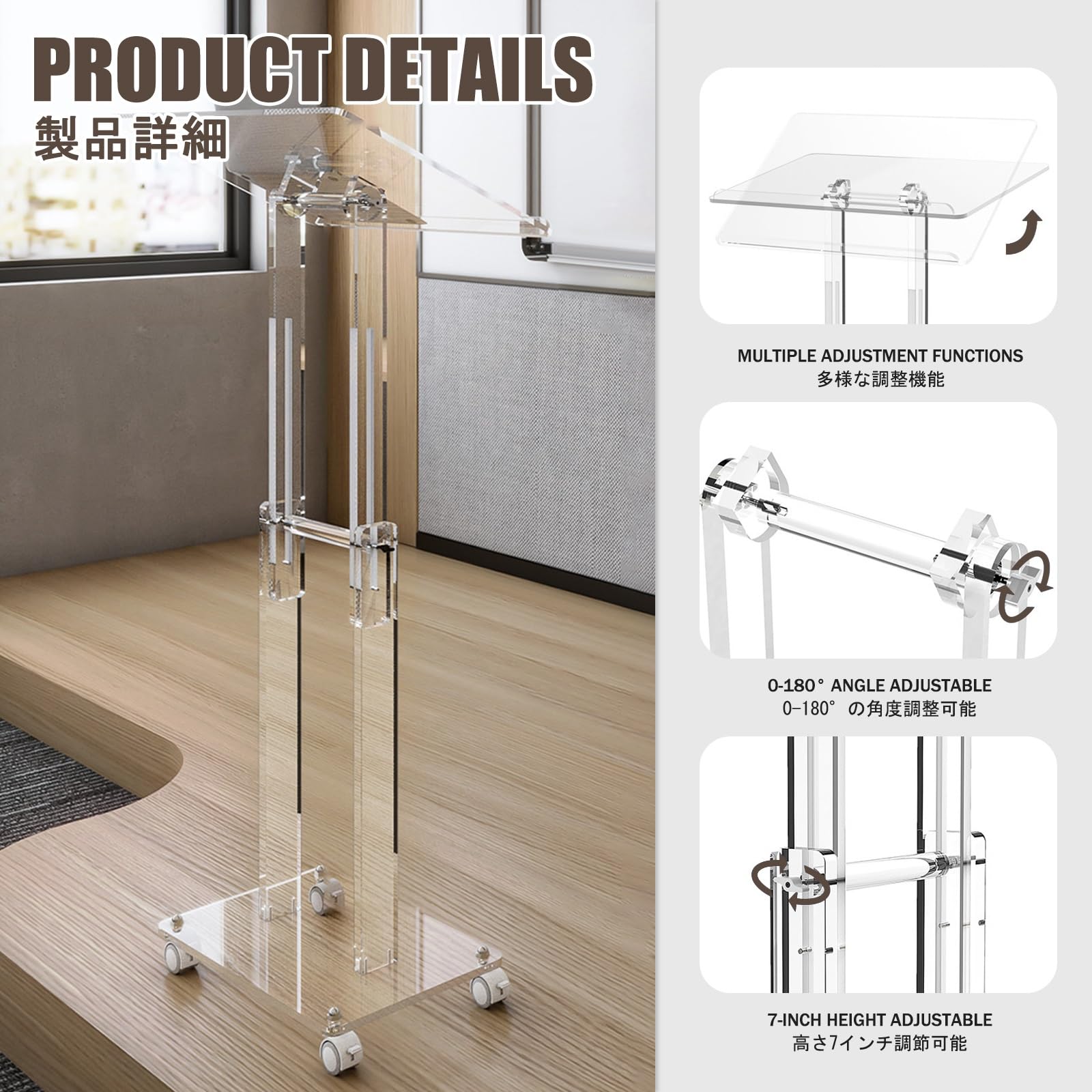 Generico Supporto per podio in Acrilico Trasparente Resistente - Leggio Professionale Moderno per Chiesa, aule, conferenze ed Eventi - Design Elegante per discorsi pubblici e presentazioni