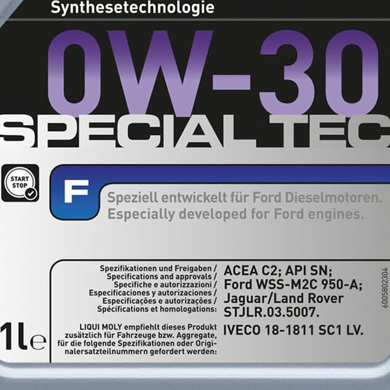 Liqui Moly Special Tec F 0W-30 | 1 L | Synthesetechnologie Motoröl | Art.-Nr.: 20722