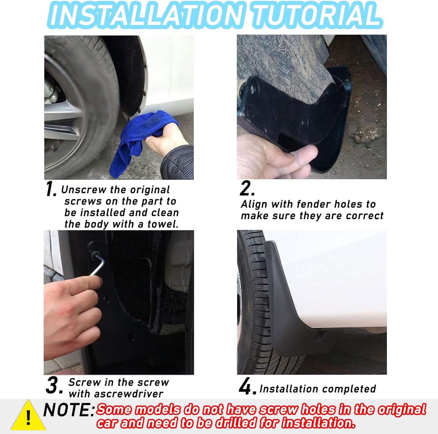 Mud Flaps for Ford Bronco Sport (2021-2024) Models, Splash Guards No Drilling Installation All Weather Vehicle Sediment Protection (Set of 4)