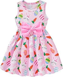 RETSUGO Little Girl A-Line Dresses Bowknot Dress for Baby Girls Casual Toddler Girl Dresses for Party Girl Dress 1-8 Years