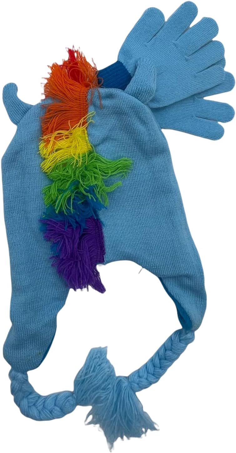 My Little Pony Youth Beanie Hat and Gloves Set (One Size, Rainbow Dash Blue) : Clothing, Shoes & Jewelry