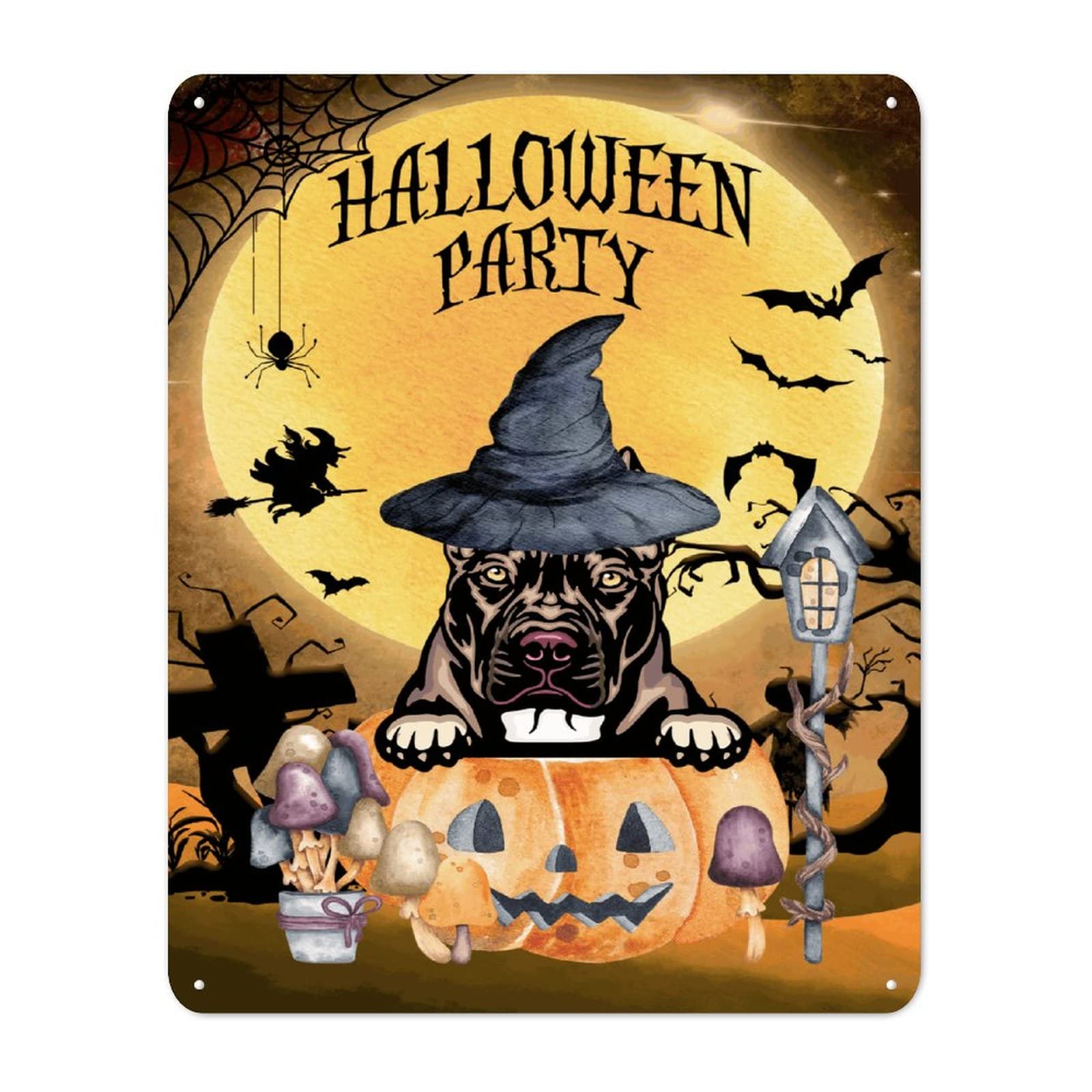 Décoration murale en métal d'Halloween avec un chien Danois pour votre salon festif