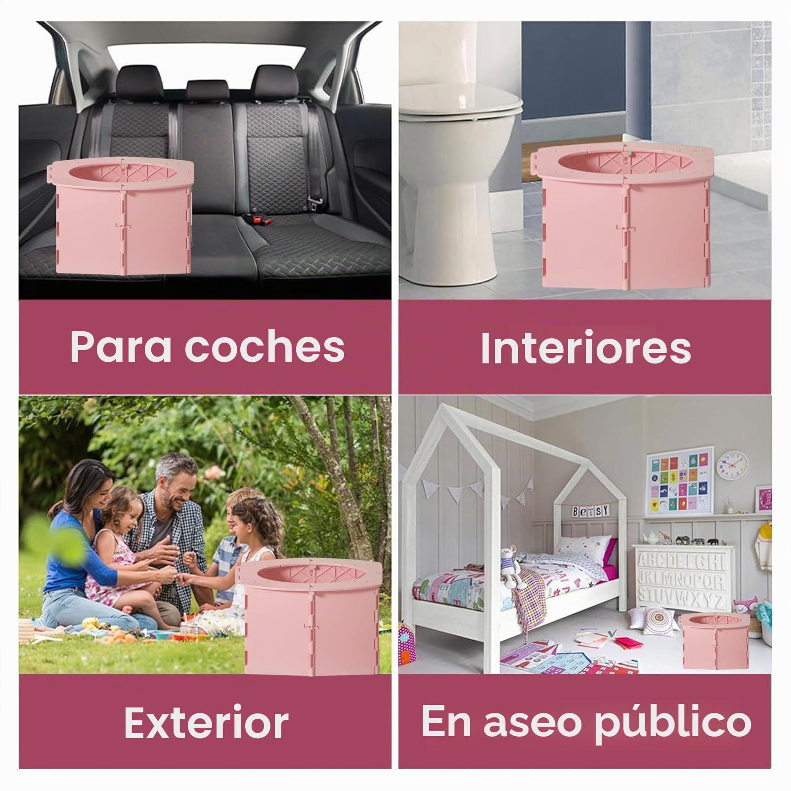 Inodoro Plegable para Niños,Orinal Portatil Niños Plegable,Orinal Portatil Niños,Asiento de Inodoro para Niños,Orinal Portatil Niños Plegable Viaje,Vater Para Niños,Plegable Potty Training,rosa