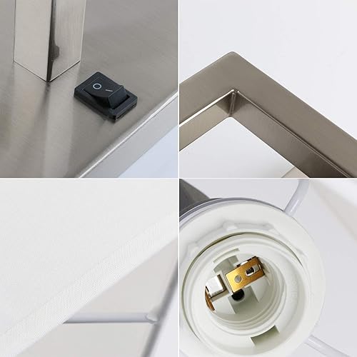 Miniatura 5 de PERMO Juego de 2 lámparas de pared individual con pantallas textiles blancas y botón de interruptor de encendidoapagado, pequeñas lámparas modernas