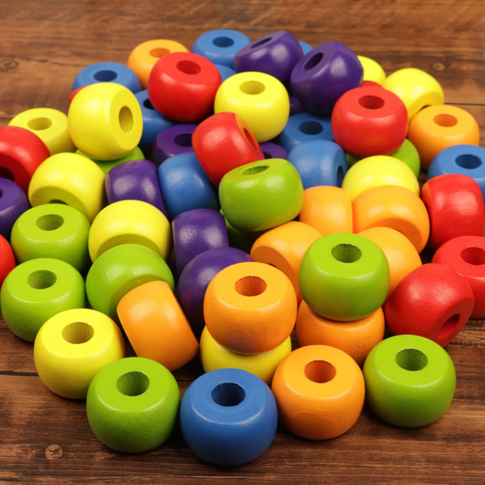Montessori Holz Farb-Sortier Stapelperlen Abakus