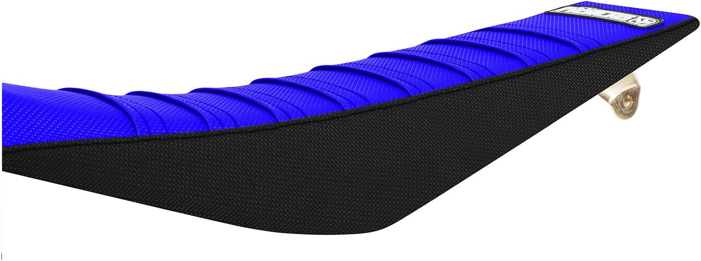 Enjoy MFG Pleated Gripper Seat Cover - 2000-2007 Yamaha TTR 125 L - LE Black Sides/Blue Pleated top #121