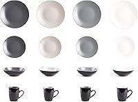 Vista 58 de Colors Life juego de vajilla, exterior negro brillante con interior de color mate
