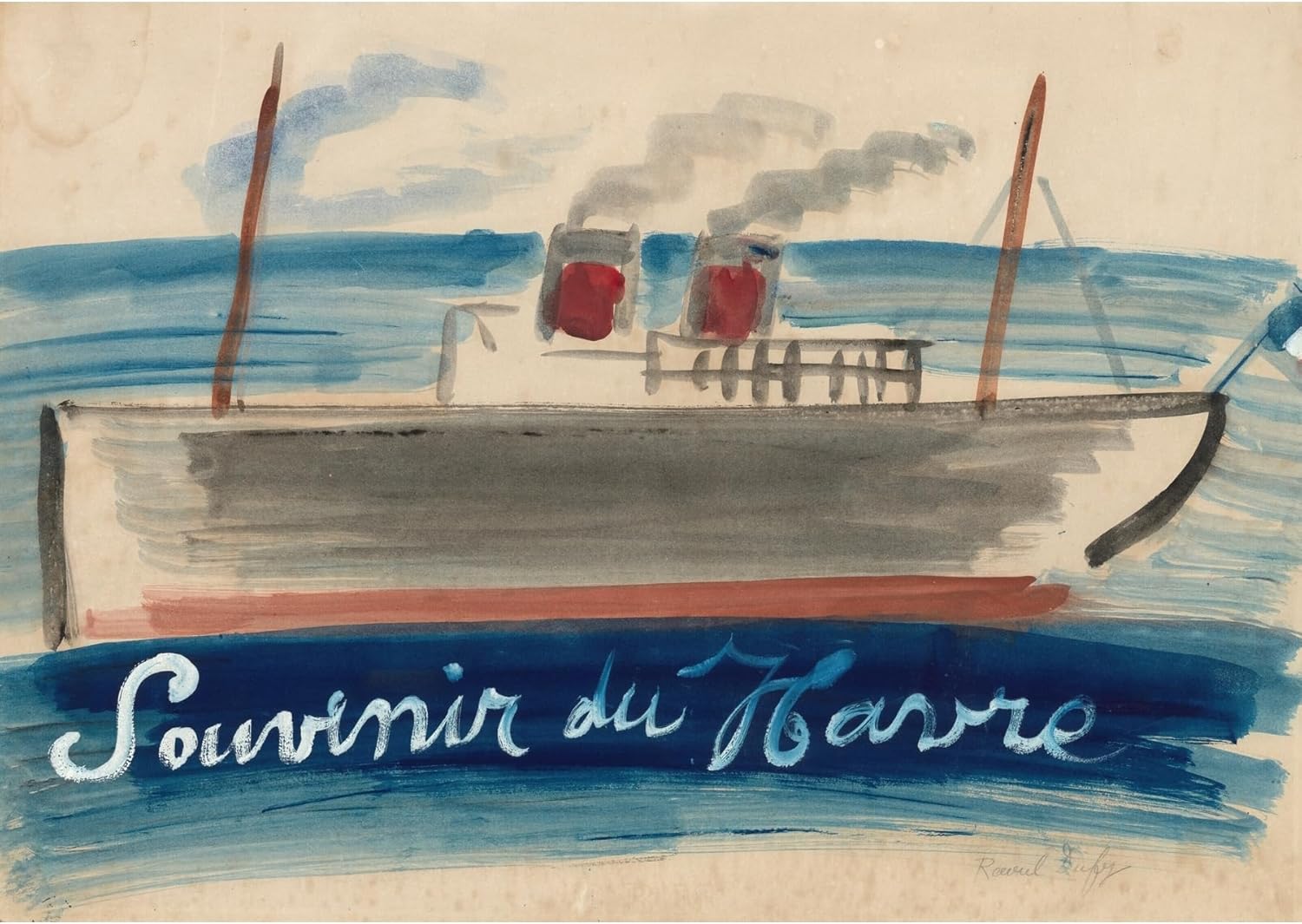 ArtDirect Souvenir of Le Havre (1921) Unframed Art Print Giclee Poster by Raoul Dufy - Ready for Framing with Customization Sizes 10x7, 14x10, 20x14, 34x24, 48x34 and 60x42 inches