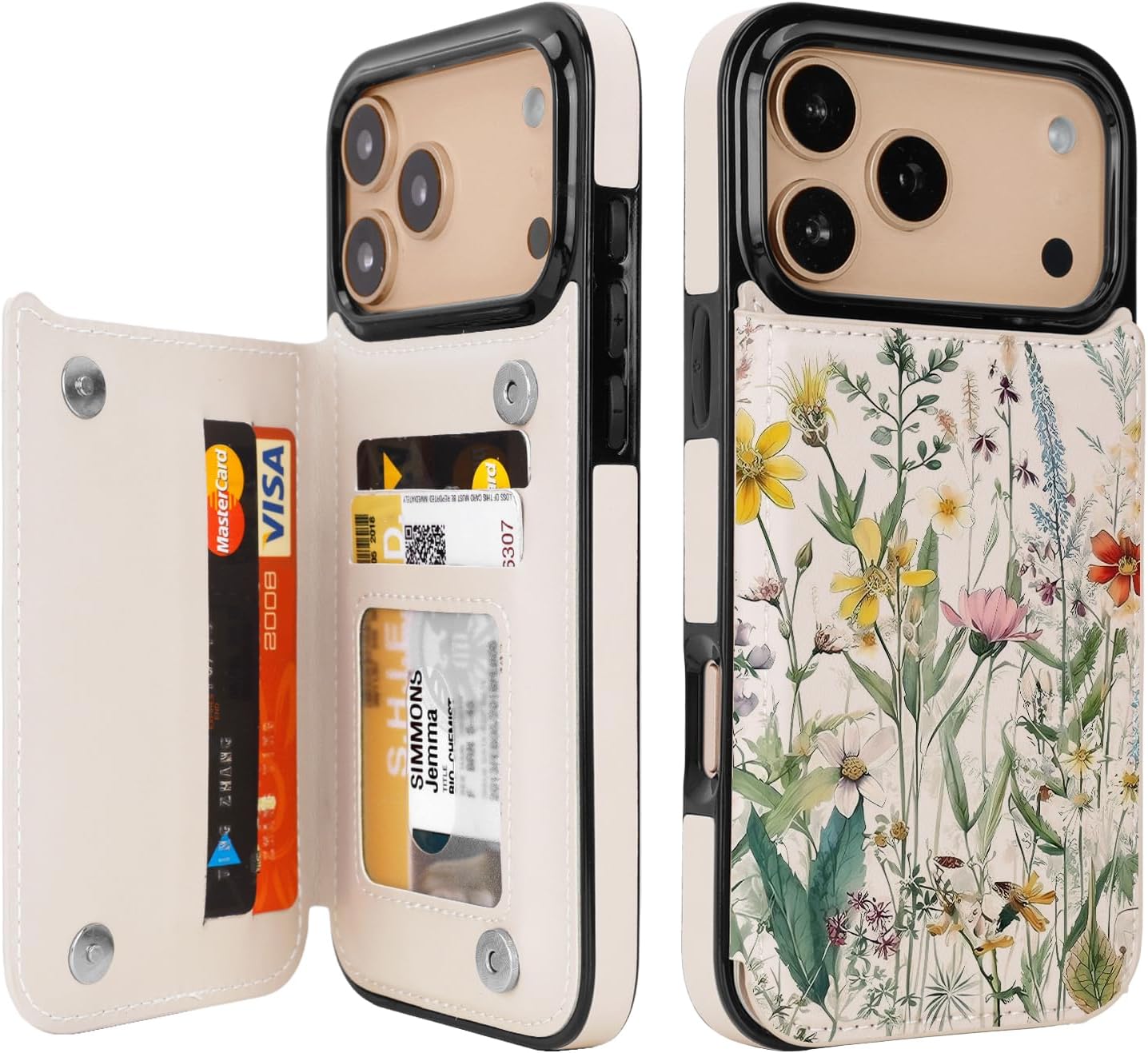 uCOLOR for iPhone 17 Pro Max Wallet Case with Card Holder PU Leather RFID Blocking Design iPhone 17 Pro Max flip case for Women Men Magnetic Clasp Kickstand Design 6.9 inch (Desert Flowers)