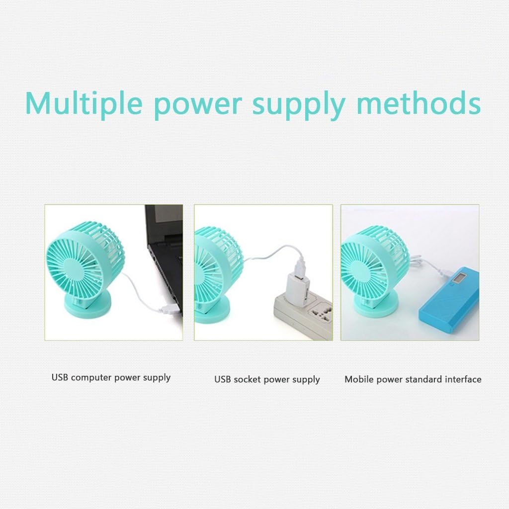 USB Portable Spray Fan Mini Student Rechargeable Dormitory Bed Quiet Angle Adjustable 2 Speed Office Desktop Fan (Color : Blue Size : Plug in) (Plug in)