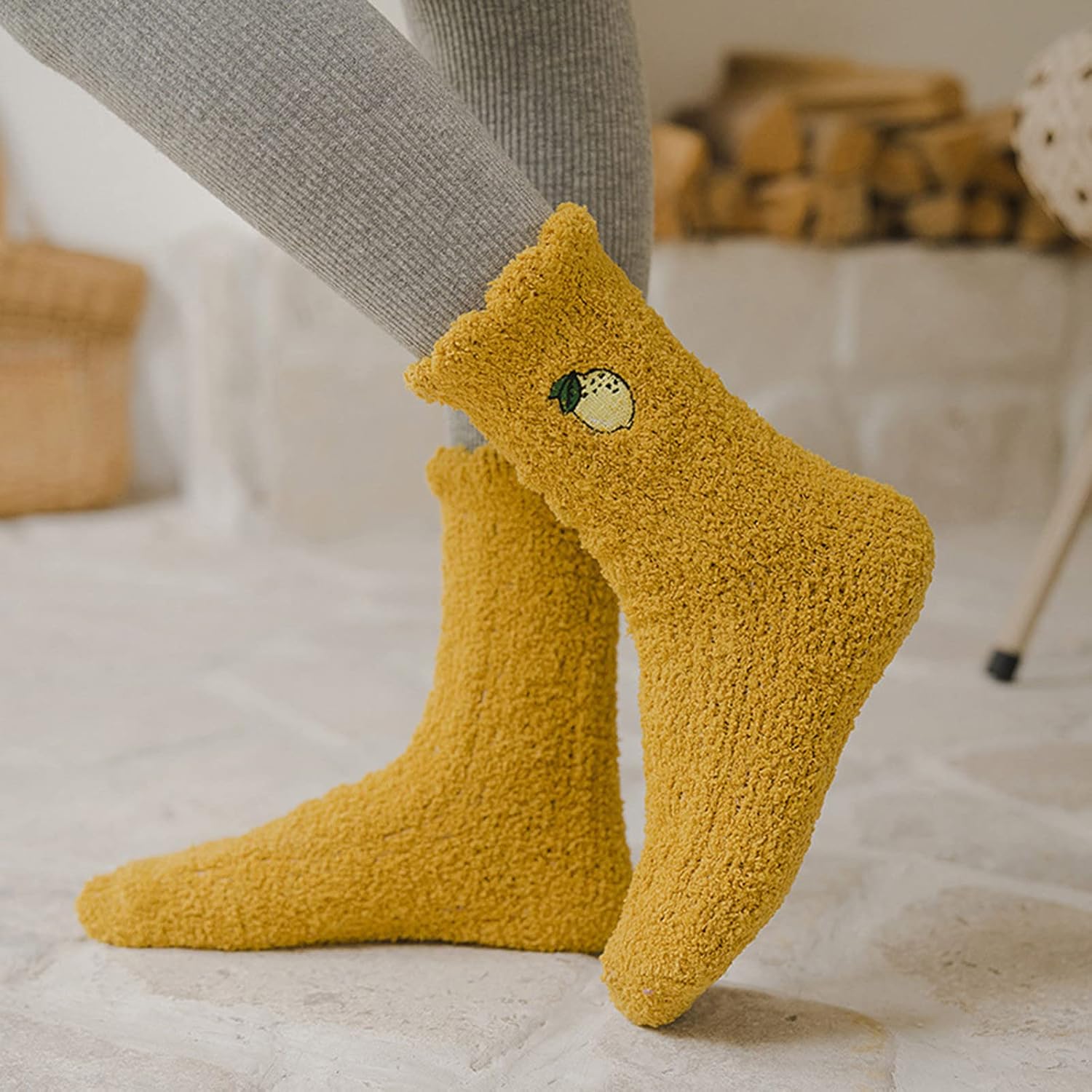 Wet Look Thigh High Stockings Women Winter Warm Ladies Floor Slouchy Socks Peach Women Fruit Socks Leg Stockings : Sports & Outdoors