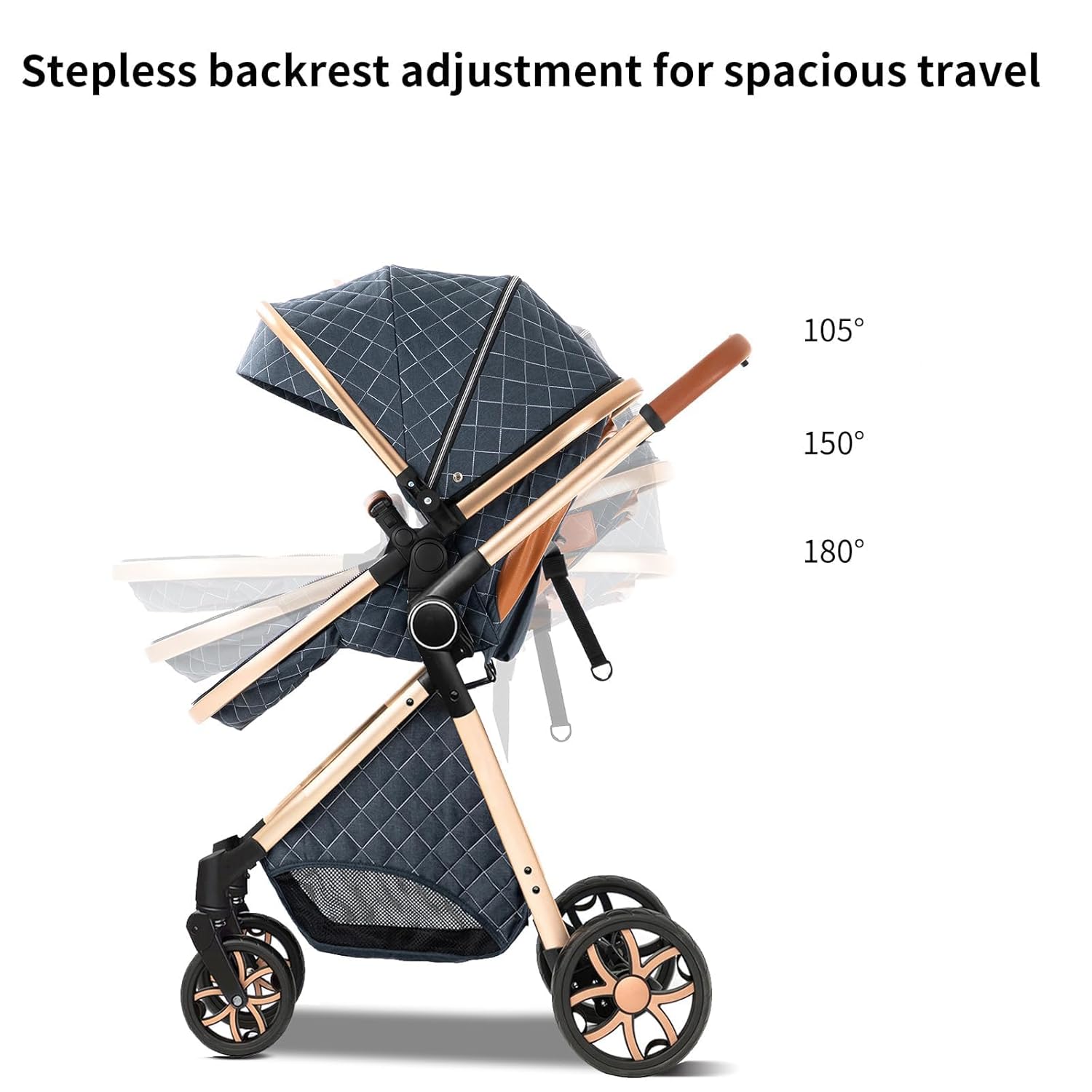 MoLi 2 in 1 Baby Bassinet Stroller, Convertible Foldable Standard Stroller, Reversible Pushchair Infant Buggy Carriage, Portable High Landscape Pram for Toddler Newborn, Aluminum Alloy (2USV9-PINK)