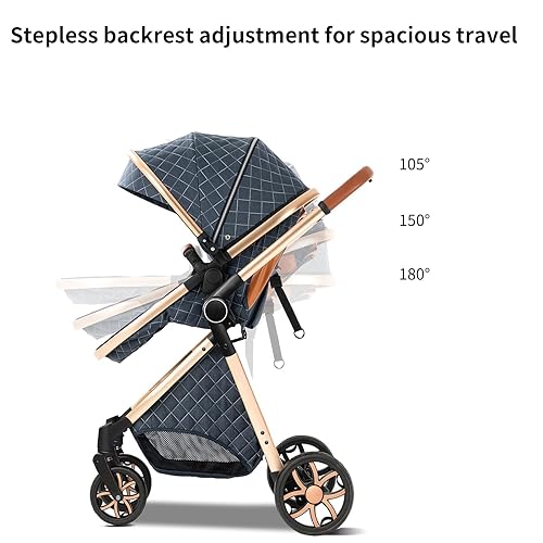 Miniatura 5 de MoLi 2 in 1 Baby Bassinet Stroller, Convertible Foldable Standard Stroller, Reversible Pushchair Infant Buggy Carriage, Portable High Landscape Pram