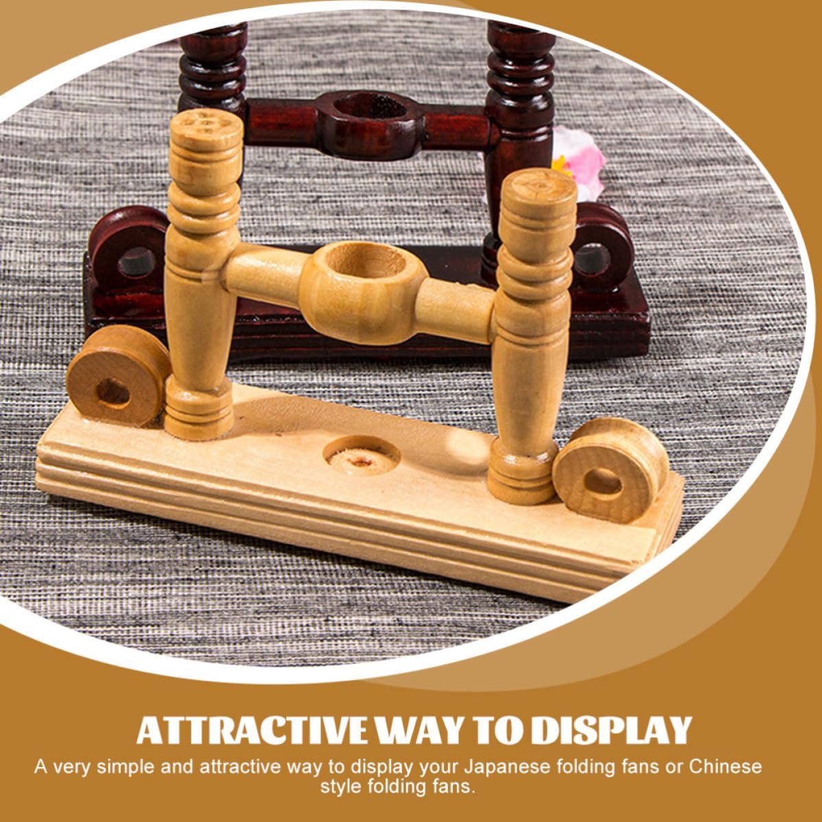 2pcs Wooden Fan Display Stand Holder for Folding Fans, Easy Setup