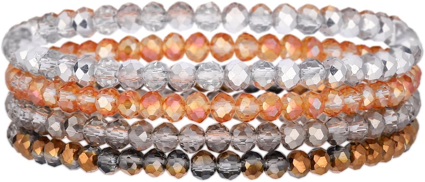 Noessla Beaded Boho Stretch Bracelet Colorful Stackable Crystal Beads Bracelets Trendy Costume Jewelry Mothers Day Gifts for Women