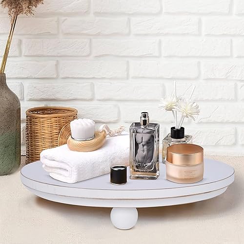 Vista 14 de Defined Deco Mini elevadores para exhibición, elevadores de madera para decoración, pedestales redondos pequeños de 5 pies (juego de 2, blanco)