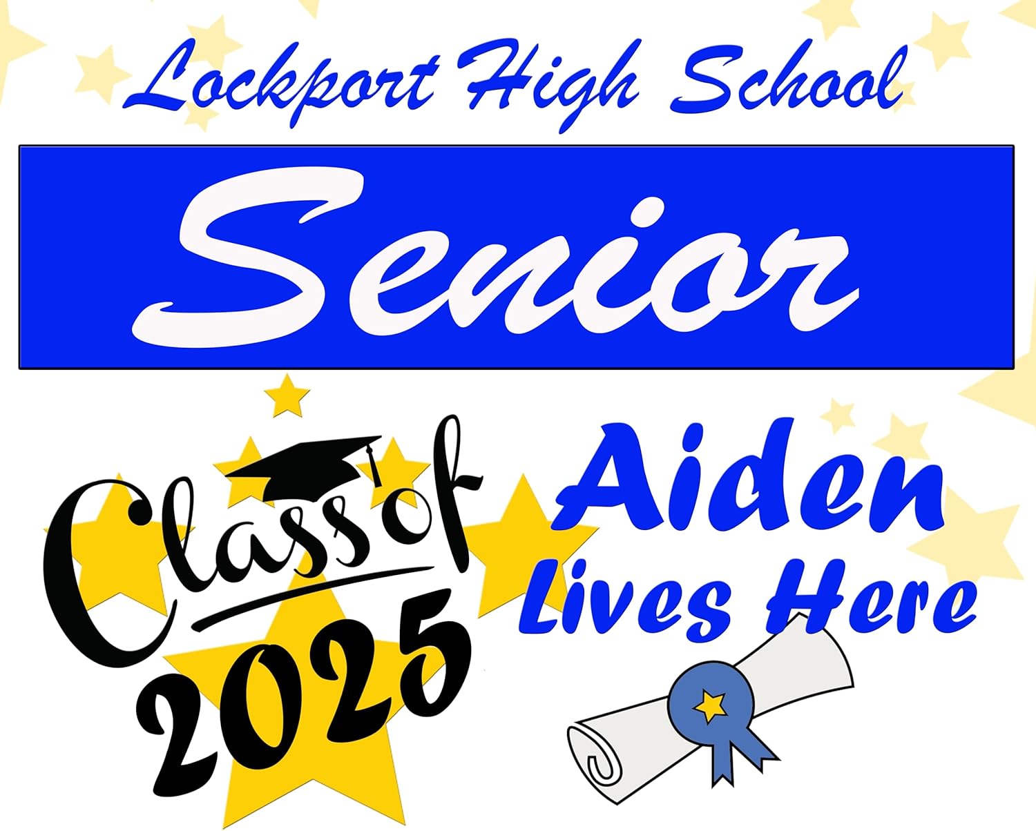 DesignThatSign Custom Senior Class of 2025 Lives Here Yard Sign with stake, 18"x22" High School College Color options available