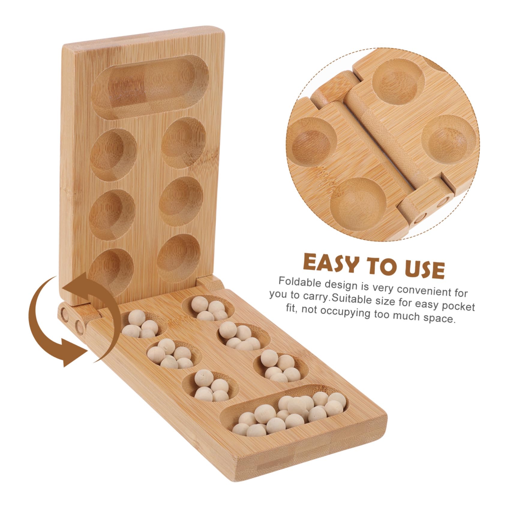 Gioco di Società Mancala Pieghevole in Bambù per Ragazzo Ragazza | Design Leggero, Colore Khaki, per Feste, Scacchi Creativi e Puzzle Strategico