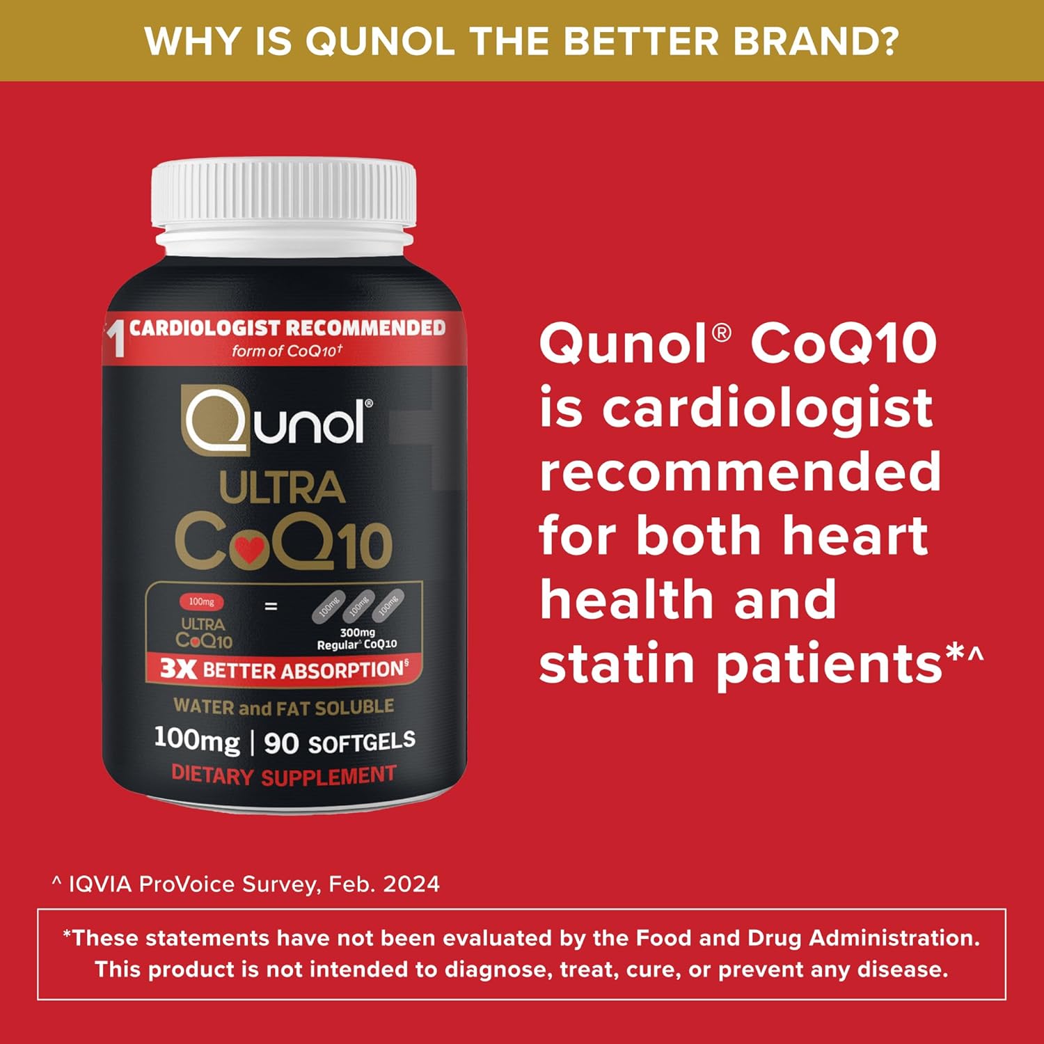 Qunol Ultra CoQ10 100mg Softgels- 3x Better Absorption, Antioxidant for Heart Health & Energy Production, Coenzyme Q10 Vitamins and Supplements, 3 Month Supply, 90 Count - Image 6