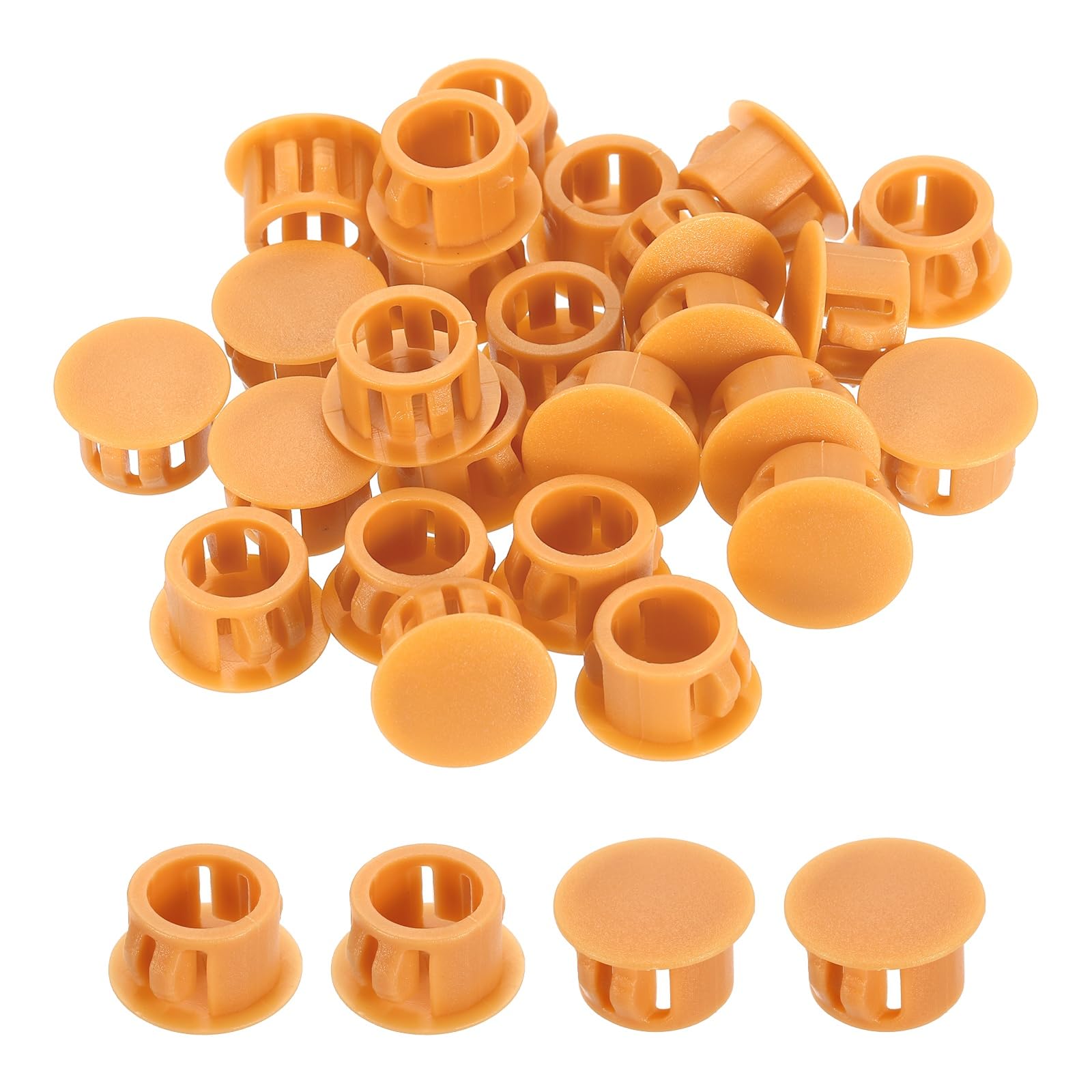 sourcing map Hole Plugs 100pcs 13mm(1/2-Inch) Plastic Plugs for Round Holes Flush Type for Furniture Cabinets Machines Hardware Fencing Post Pipe, Orange