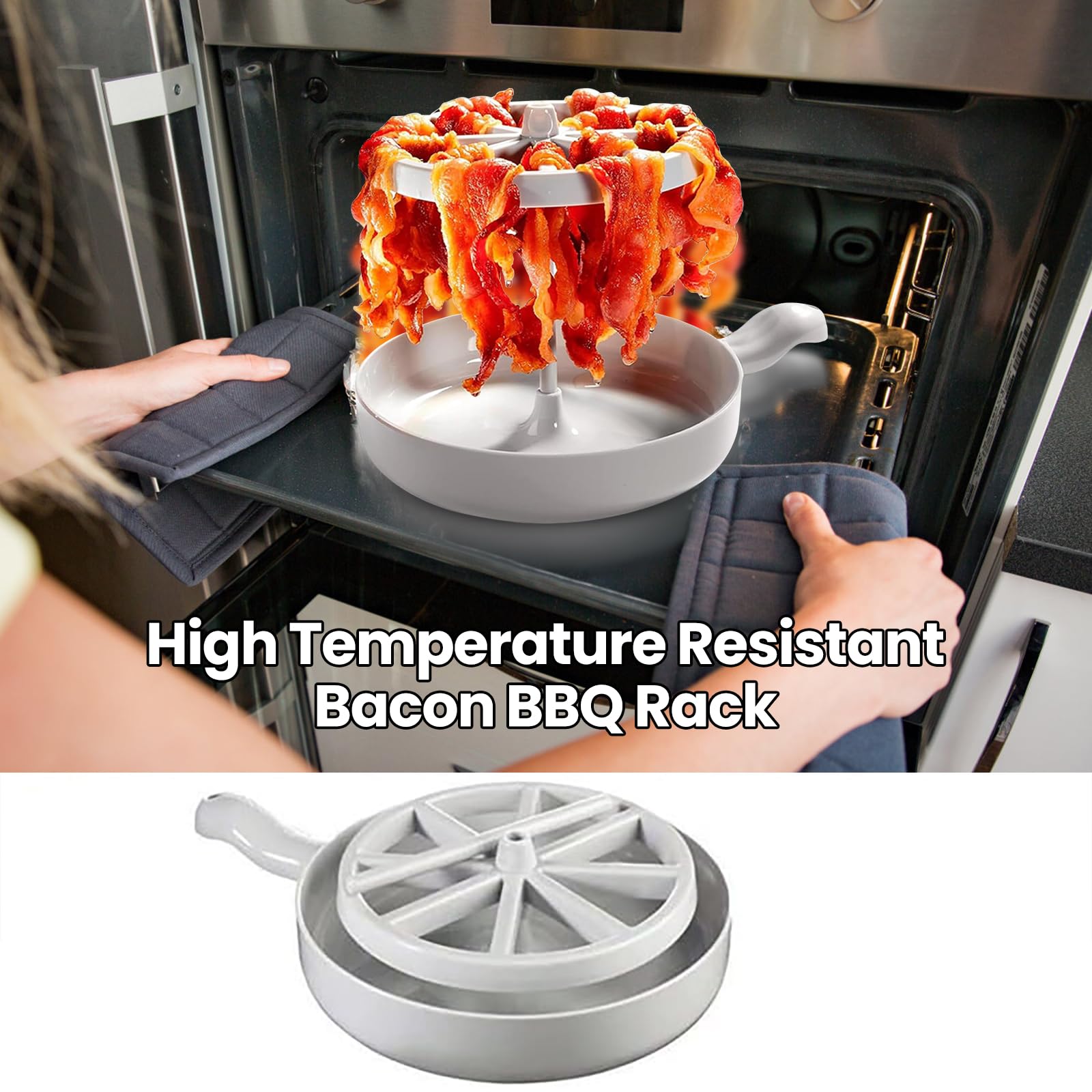 Kouamor Mikrowellen-Speckkocher, Bacongrill, Bacon Grill, vertikale Aufhängerschale, macht knusprigen Speck, Faltbares Design, Multifunktional, Fettreduktion, BPA-frei