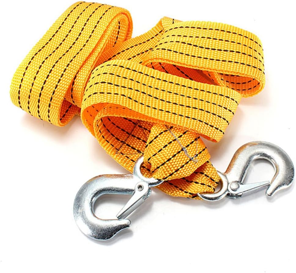 XiGao Nylon Tow Strap Yellow Towing Rope with 2 Safety Hooks Emergency Tow Straps 1.7” x10’6,700 LB Capacity Recovery Trailer Ropes