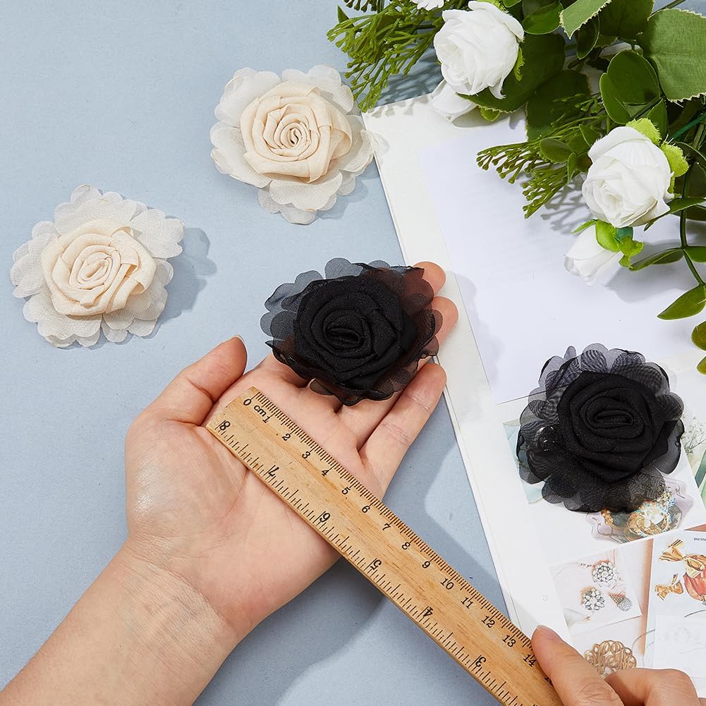 SUPERFINDINGS 4Pcs 2 Colors Flower Shoes Clips Chiffon Floral Shoe Embellishments Removable Artificial High Heels Charms 3D Rose Decorative Buckle for Wedding Pointed Toe Pumps image 3