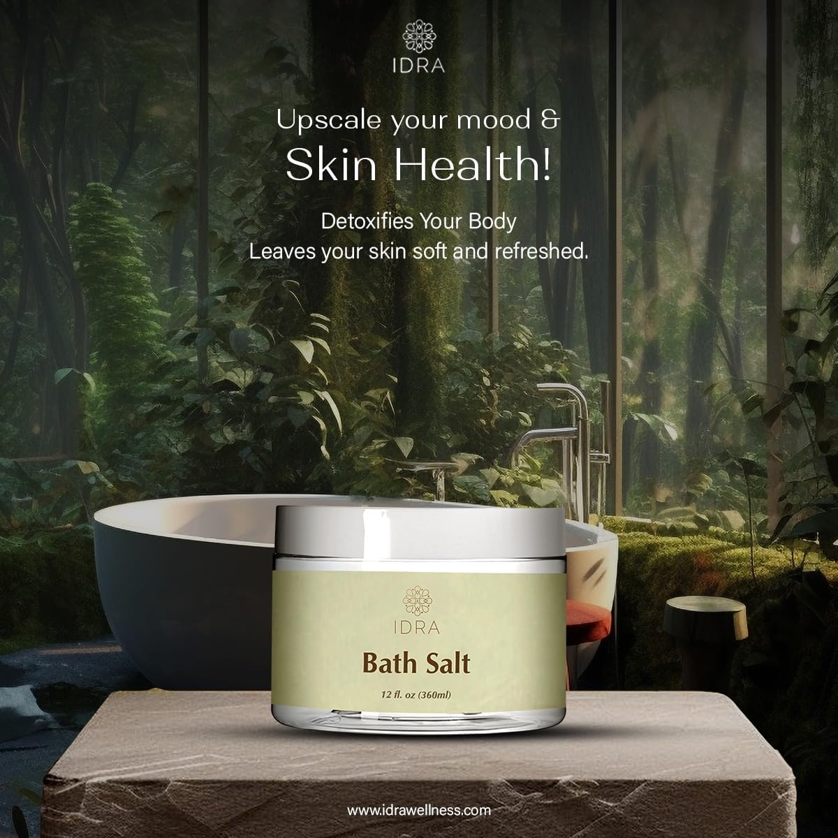 Idra Wellness Bath Salts with Essential Oils 100% Natural Dead Sea Salt Blend with Organic Aloe Vera & Shea Butter for Skin Health 12 fl. oz.