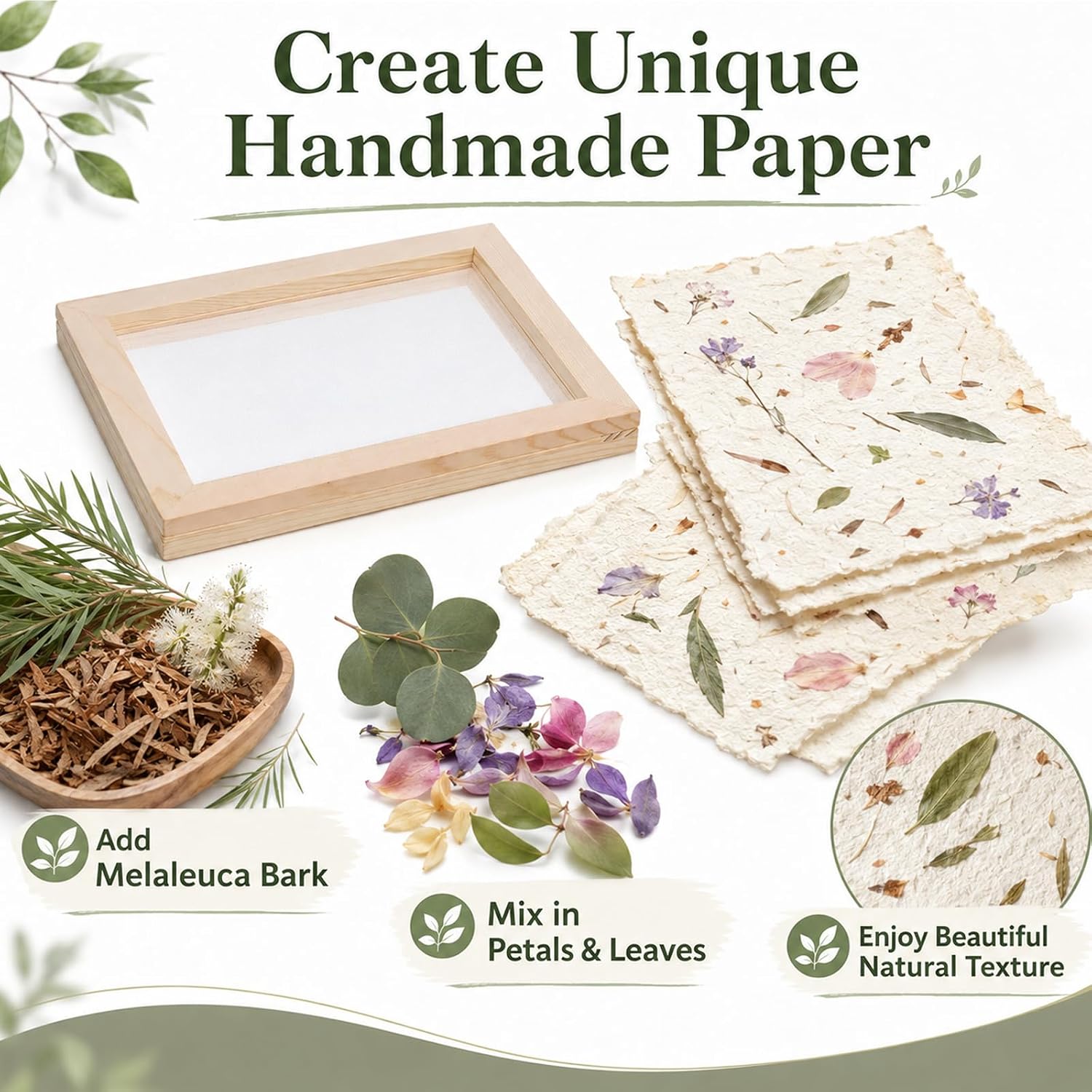 Paper Making Screens Large, 1 Pcs Wooden Papermaking Screen Frame Mould 9.8 x 7.5 Inch Paper-Making Frame for DIY Paper Craft, Dried Flower