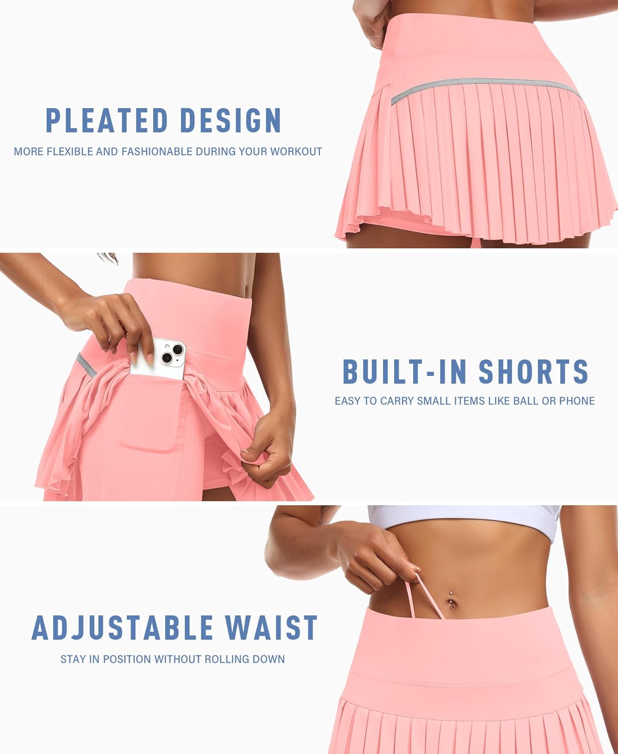 JoyGirl Womens Pleated Tennis Skirt with Shorts High Waisted Golf Skort Mini Skirt Workout Skirt Athletic Skorts with Pockets - Image 4
