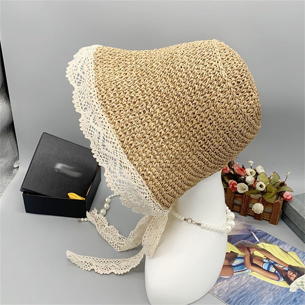 Tie Short Brim Crochet Leisure Hundred with Women Sunscreen Dome Hat Outing Vacation Beach