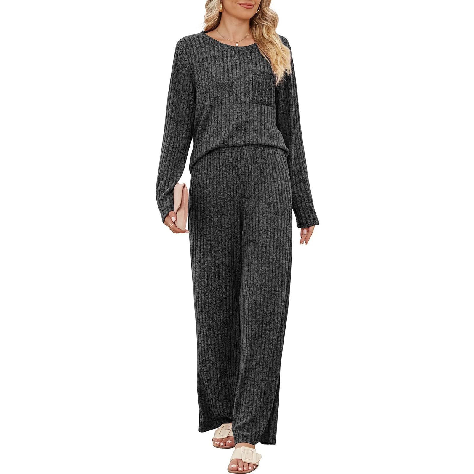 Lounge Set - Traje de punto para mujer (2 piezas, elástico)