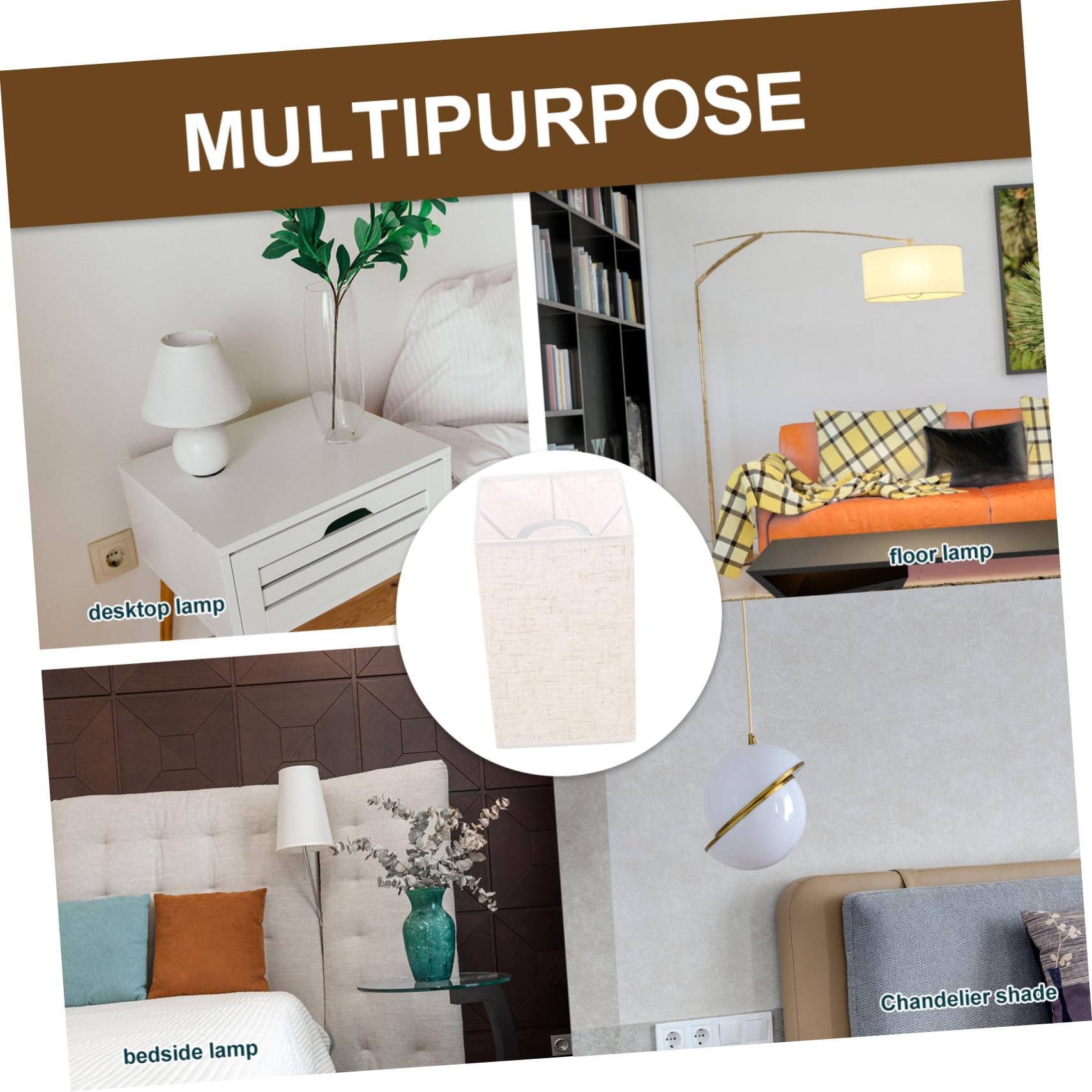 Ipetboom Pantalla de Lámpara de Pie y Pared E27 de Tela de Lino Beige Natural Cubierta para Lámpara Interior Pantalla Pequeña de Mesa Uso Decorativo en Dormitorio y Oficina Unidad