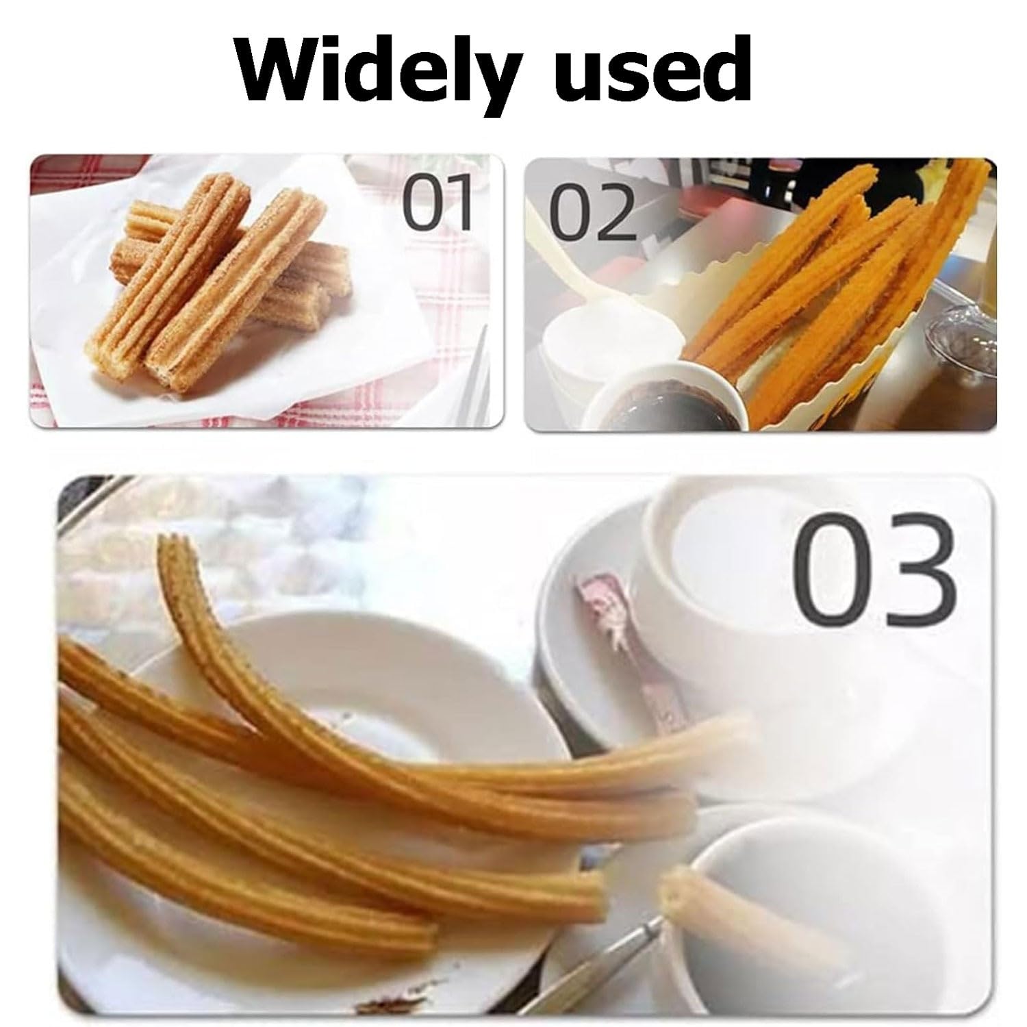Cette Machine à Churros Manuelle, extrudeuse en Acier Inoxydable avec 5 moules, Presse à pâte pour Beignets espagnols, garnisseur de Churros aux Fruits latins pour Boulangerie de Restaurant.