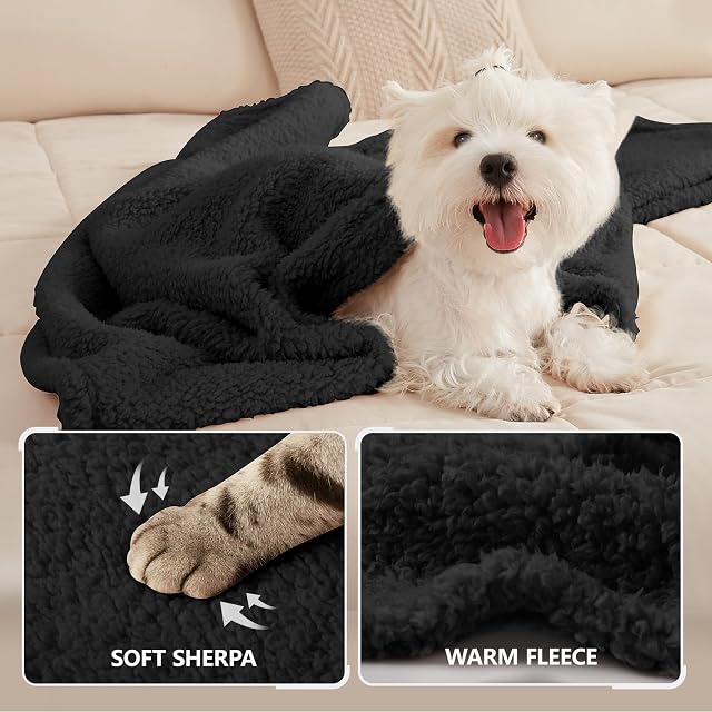 Foto 2 de 7 de luciphia 3 Piezas Mantas Suaves para Perros Gatos Mascotas de Felpa Esponjosa Cálida Negro S (45 x 75 cm)