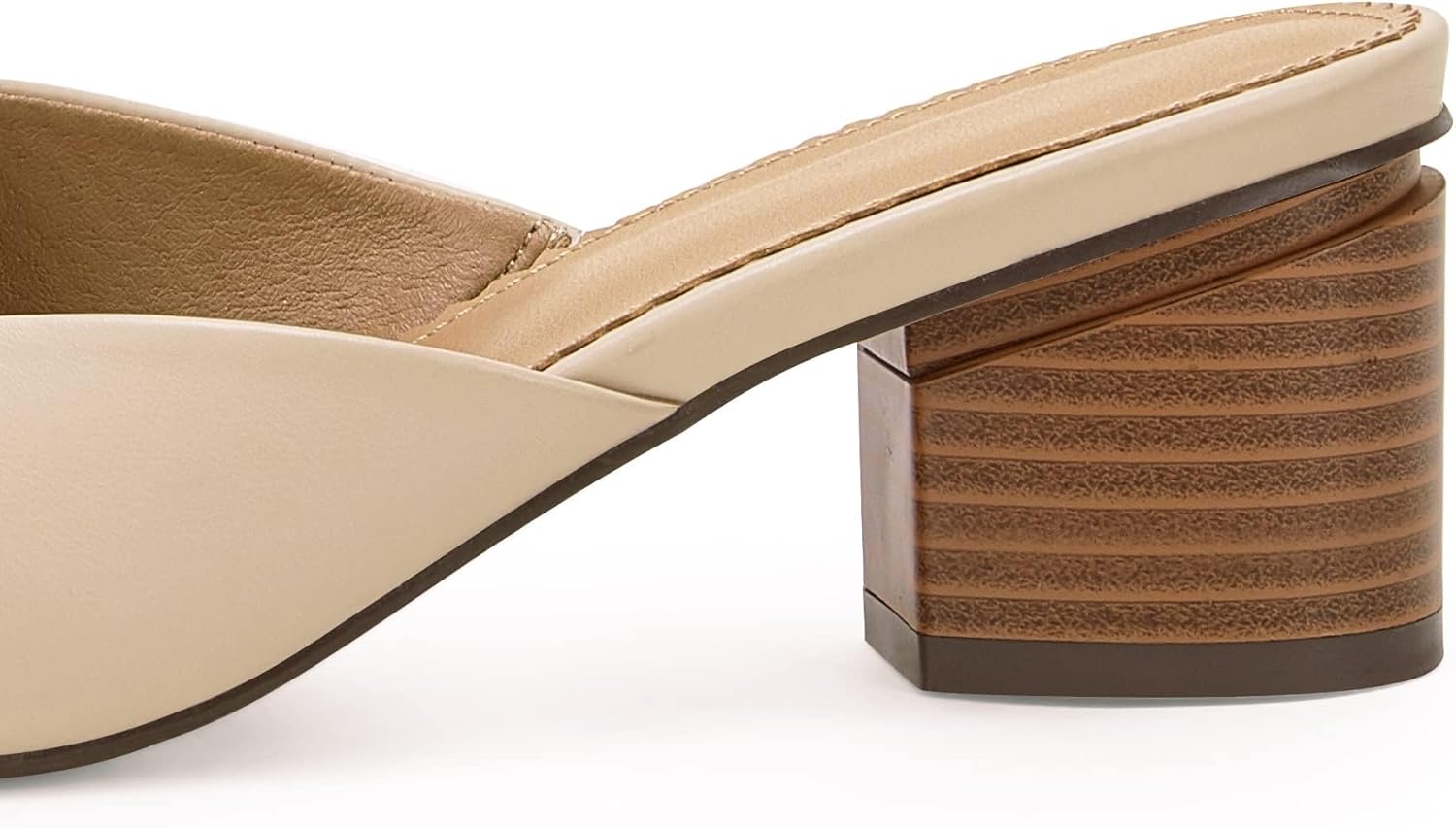 Coutgo Womens Pointed Toe V Cut Mules Chunky Block Heels Slip On Clogs Fashion Office Slides Shoes - Image 7