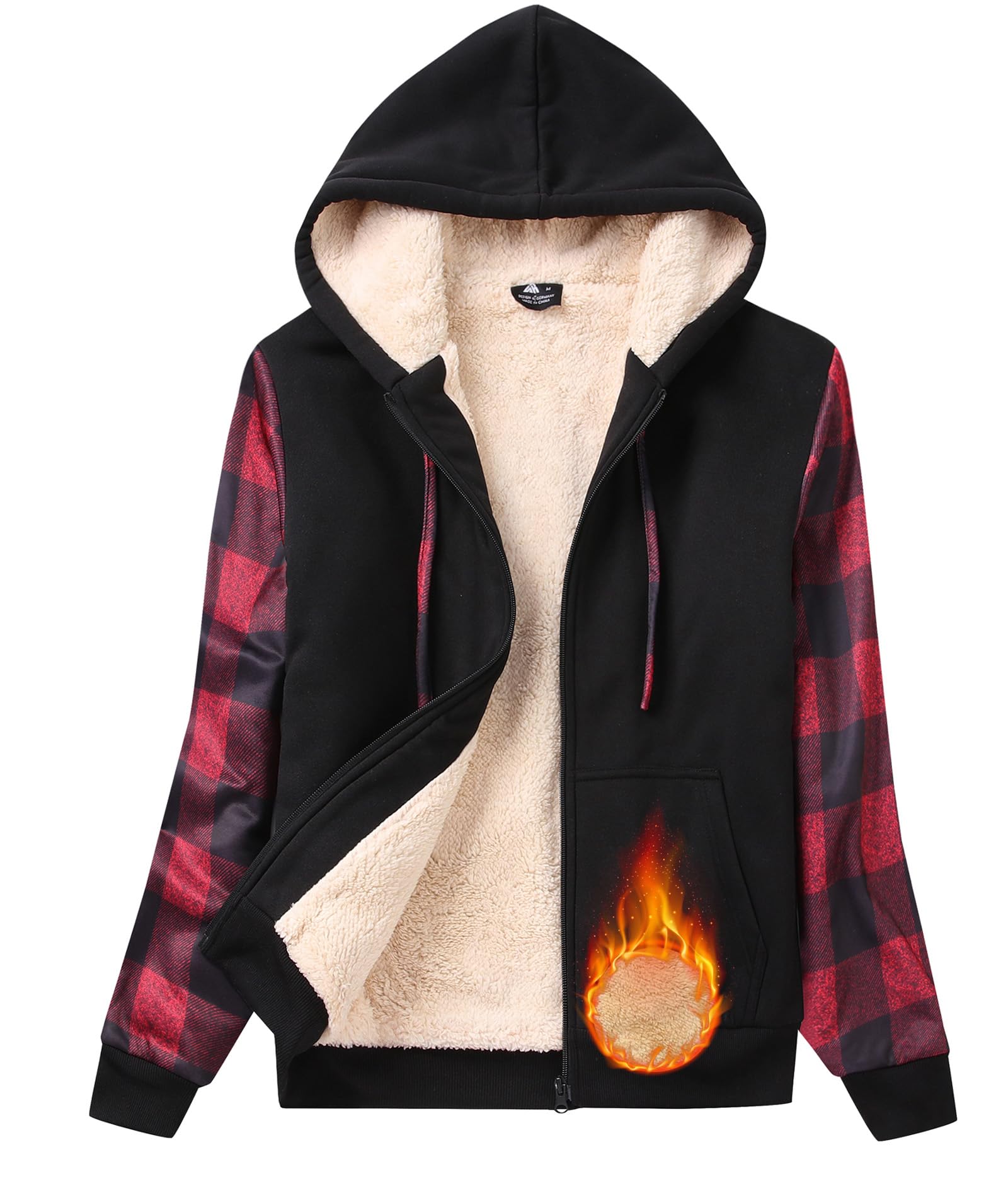 GEEK LIGHTING Womens Zip Up Hoodie Fleece Lined Jacket Sherpa Lined Sweatshirt Warm Winter Fashion Coat for Women