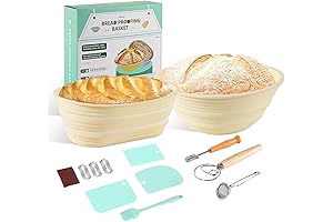 Meilzer Sourdough Baking Kit | Sourdough Proofing Baskets Combo, Round & Oval...