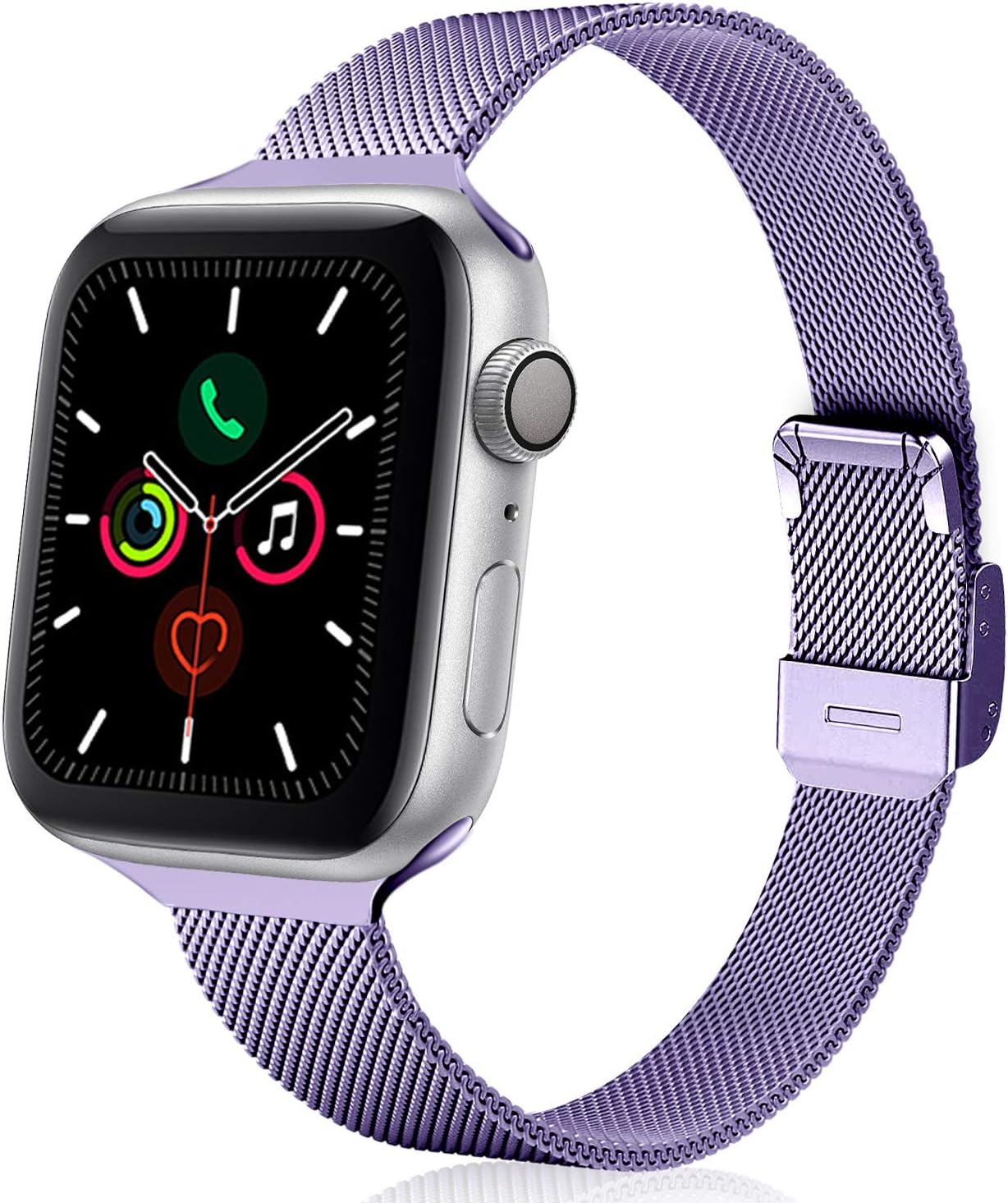 TRA Metal Slim Band Compatible for Apple Watch Band 38mm 40mm 42mm 44mm, Stainless Steel Mesh Adjustable Replacement Thin Strap Wristband for iWatch Series 5/4/3/2/1 Women & Men (Lavender, 38mm/40mm)