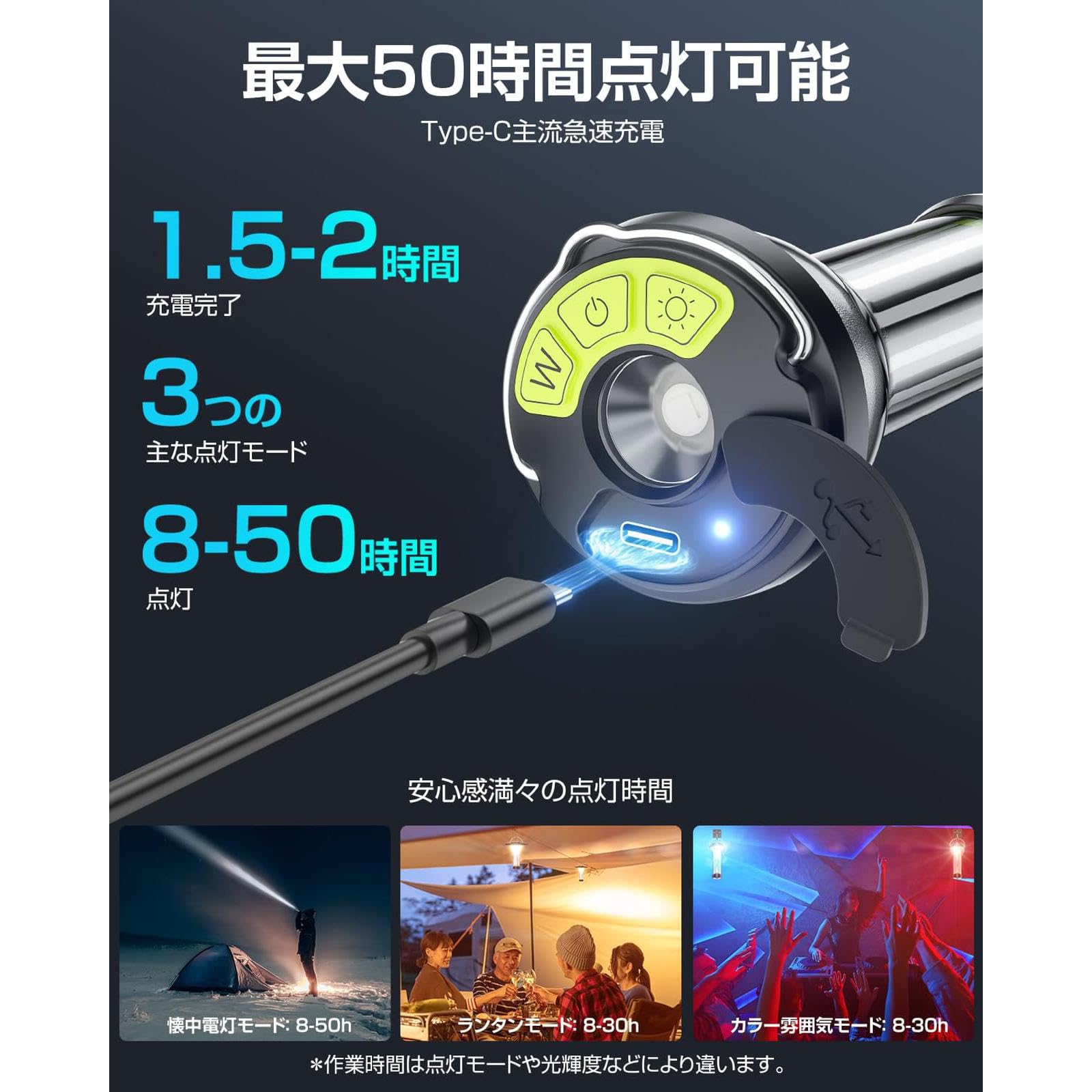 ☆三脚付きランタン 4つ点灯モード昼白色・白暖色・暖色切替