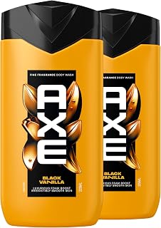 AXE Gel Douche Homme Ultime Black Vanilla - 12h de fraîcheur - parfum frais et gourmand de vanille, orange et bois de santal - lot de 2x225ml