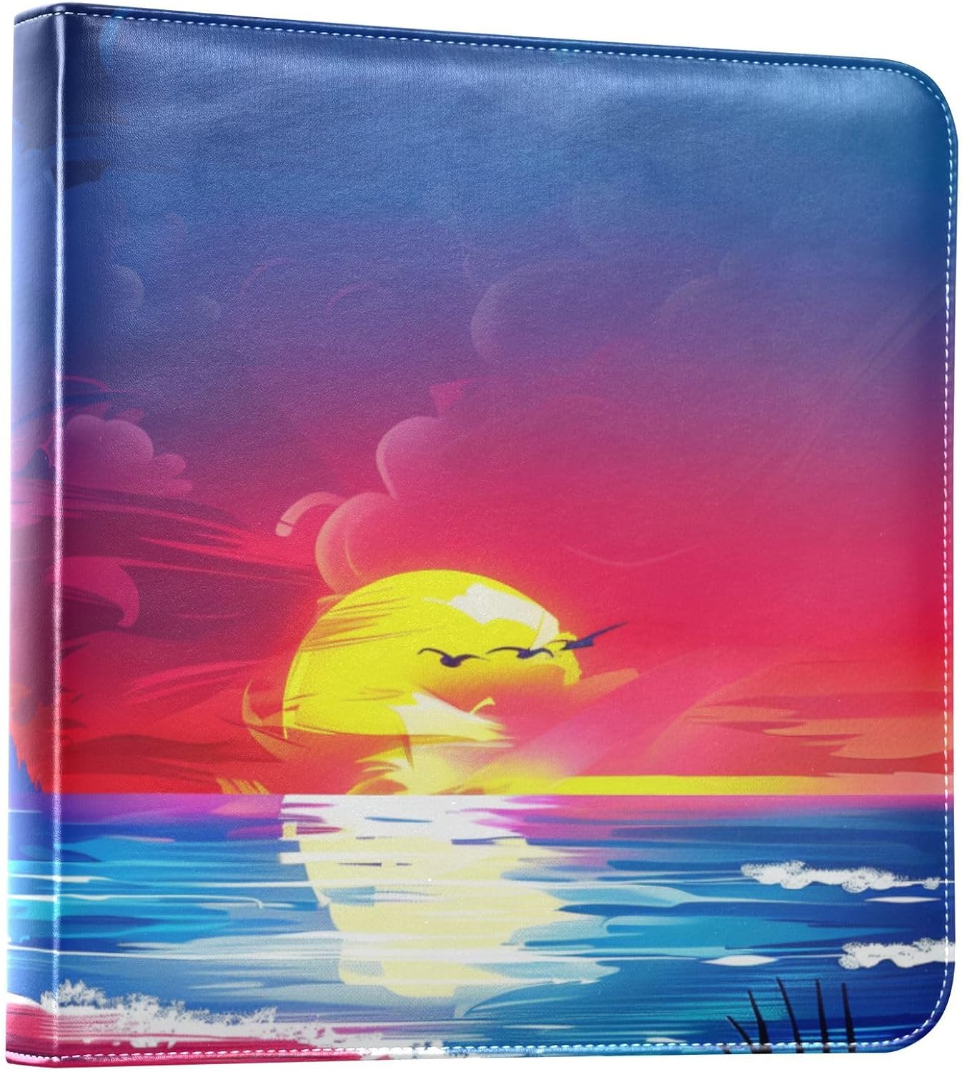 Large Photo Album, Sea Beach Sunrise Palm Tree (7) Personalized Leather Cover Photo Book for 4x6 5x7 6x8 Pictures, Photo Albums for Family, Baby, Wedding