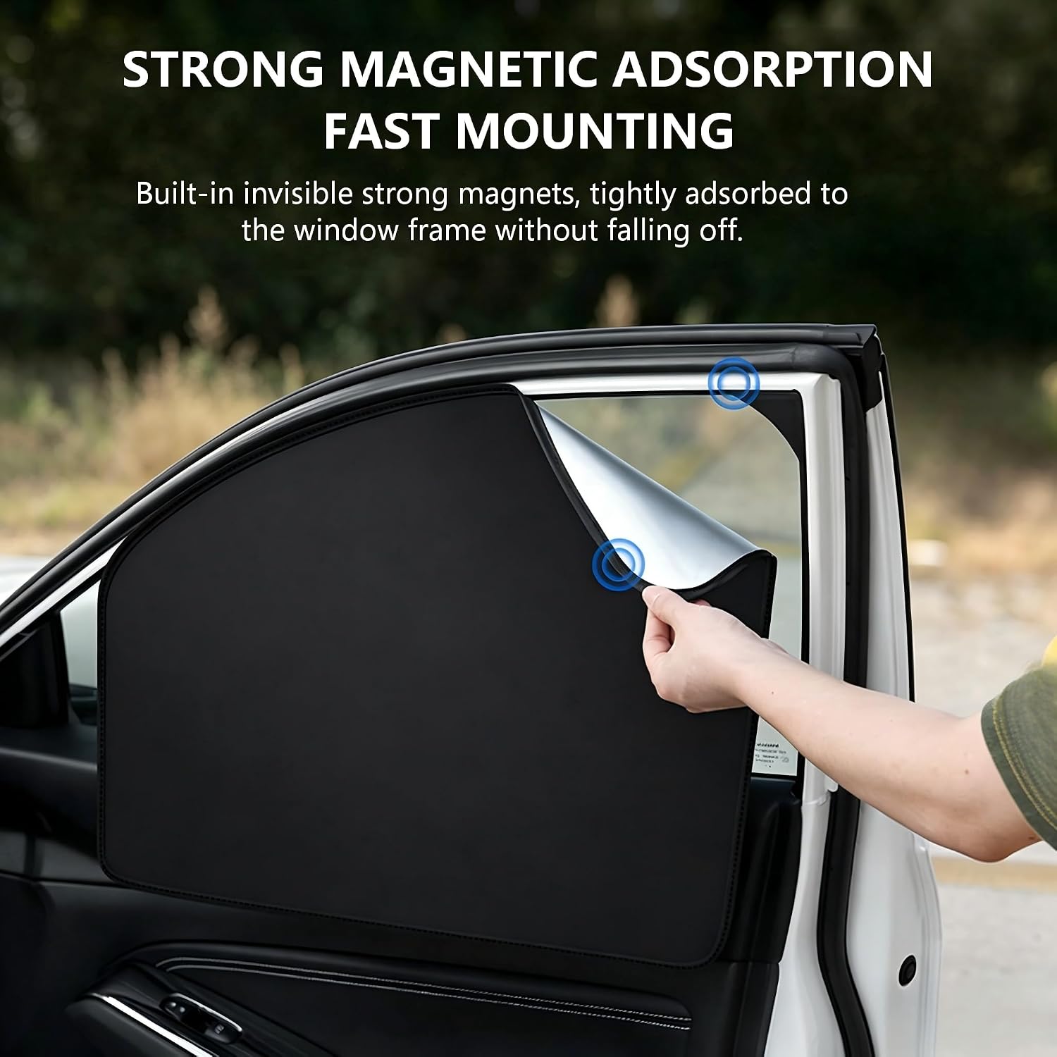 4 PCS Car Side Window Sun Shade, Sunproof Heat Insulation Car Window Shades, Portable Adsorption Front Rear Privacy Protection Cover, Universal for Most Vehicles (Black)