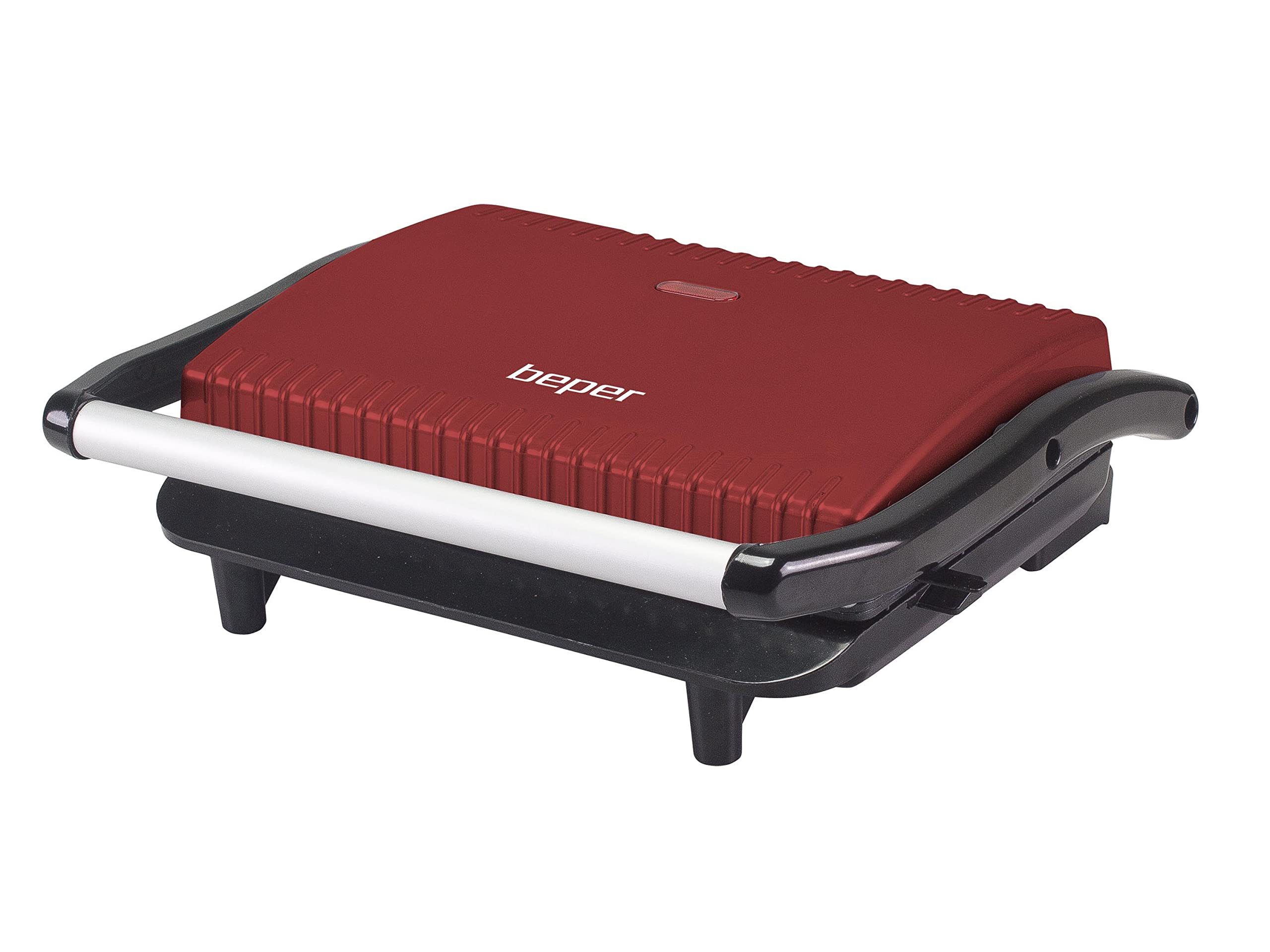 BEPER P101TOS002 Toasteur Machine à Sandwich, 850W, Plaque antiadhésive, Poignée thermo-isolante, Rouge