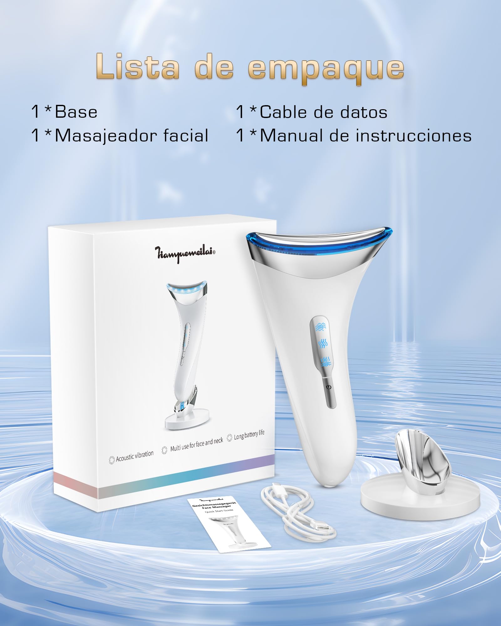 Masajeador Facial Electrónico Cara: Antiarrugas y Belleza con Calefacción de 45℃, Reductor de Papada para Mujer, Máquina de Belleza LED EMS Lifting para Líneas del Cuello