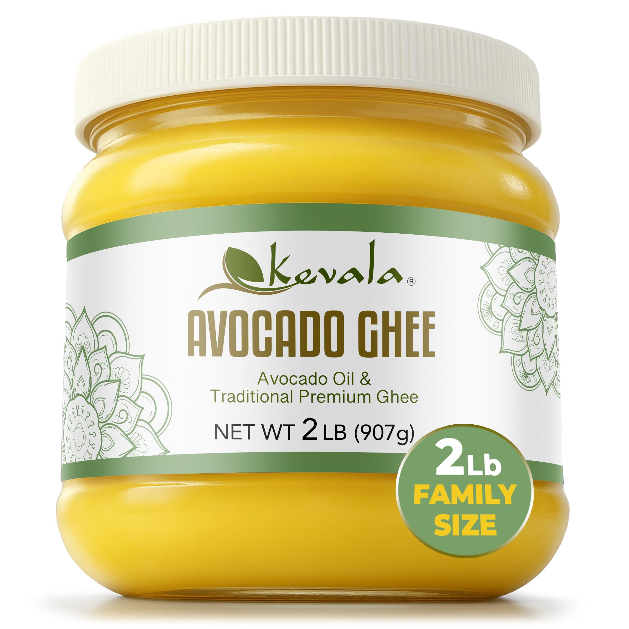 Avocado Ghee - Made with Grass Fed Cows’ Milk, Blend of Cold-Pressed Avocado Oil and Ghee, Unsalted Spread for Toast and Wraps with no Preservatives, Great for Keto and Low-Carb Diets, 2 lb