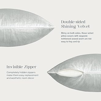 Phantoscope Pack of 2 Velvet Decorative Throw Pillow Covers Soft Solid Square Cushion Case for Couch Shiny Silver 18 x 18 inches 45 x 45 cm