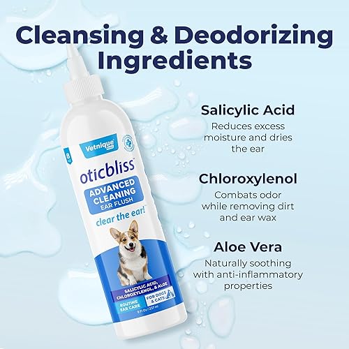 Miniatura 6 de Vetnique Oticbliss Dog Ear Cleaner Flush with Odor Control, Dog Ear Cleaning Solution for Dirt and Wax with Soothing Aloe Dogs & Cats Flush - Vet